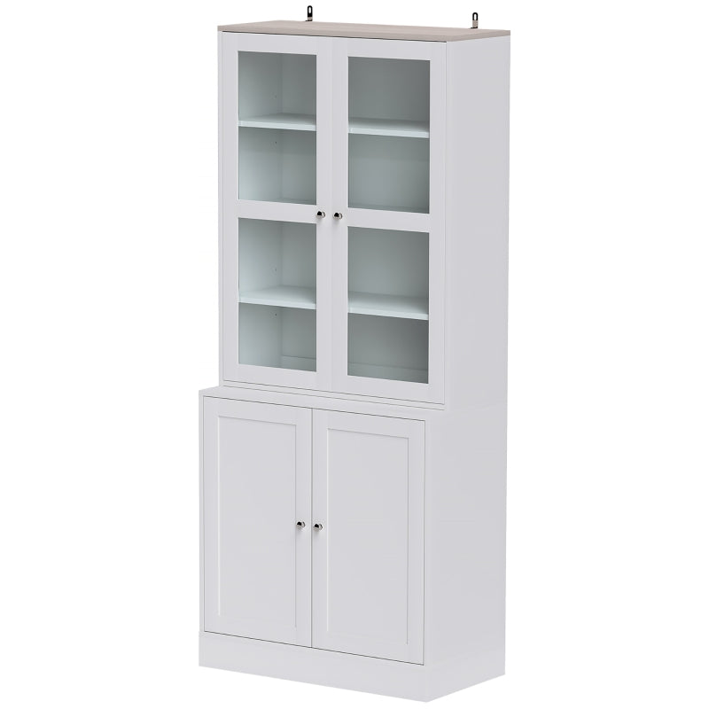 Double Storage Display Cabinet - Elegant White Finish, Stylish Home Organizer, Perfect for Living Room or Office Storage Solutions