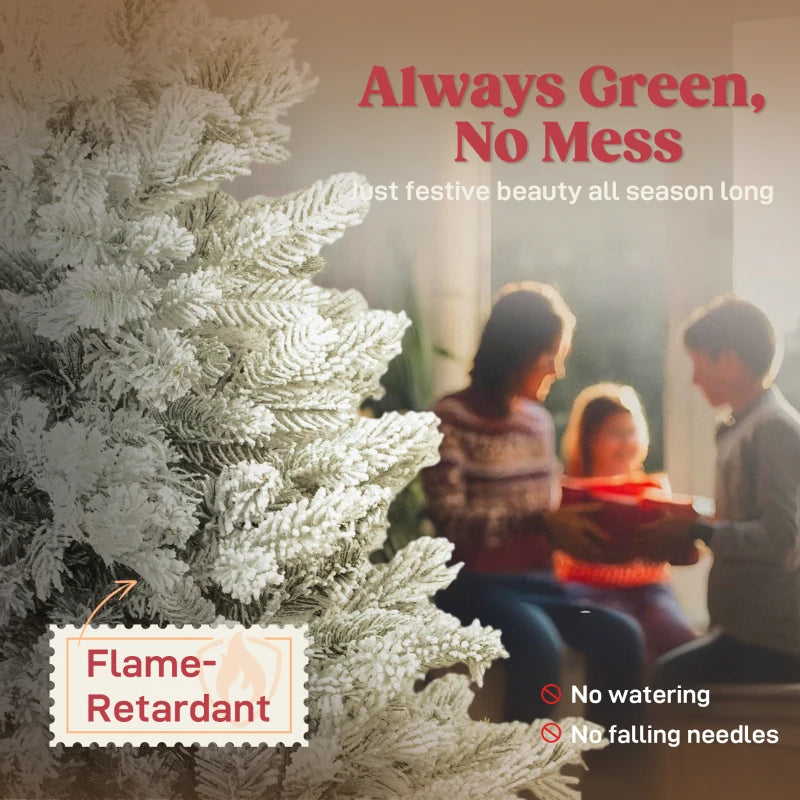6ft Snow Flocked Artificial Christmas Tree - Realistic Holiday Decor for Festive Home Decoration