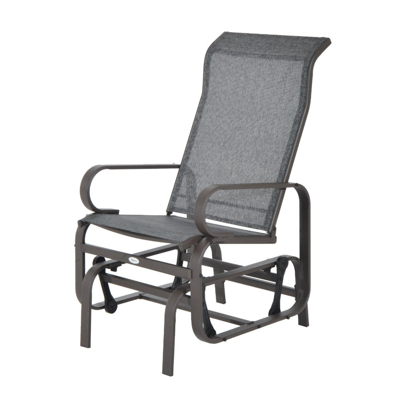 Grey & Brown Outdoor Gliding Rocking Chair - Sturdy Metal Frame
