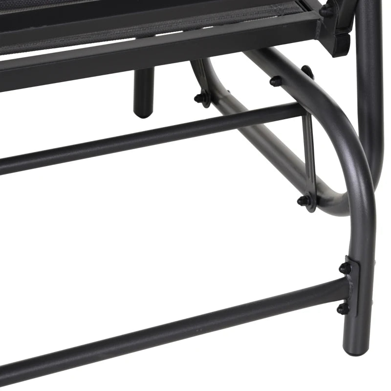 Grey 2-Person Outdoor Glider Bench Loveseat With /Power Coated Steel Frame for Garden Patio/Porch