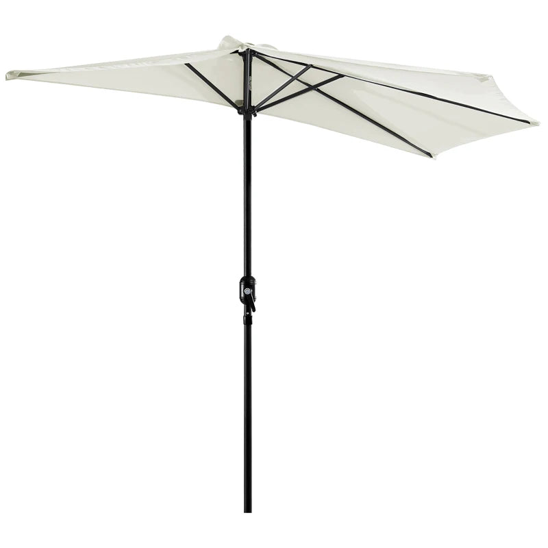 2.7m Cream White Half Garden Parasol with Steel Ribs