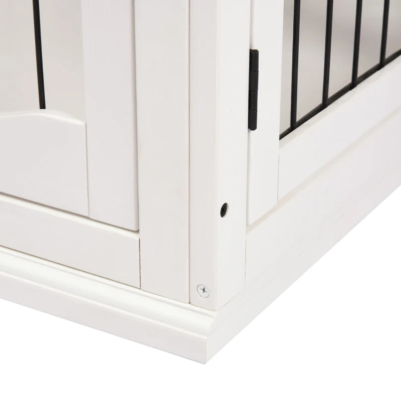Stylish Dog Crate Furniture - Puppy End Table Kennel with 2 Doors for Medium & Small Dogs, White, 81x58.5x66 cm