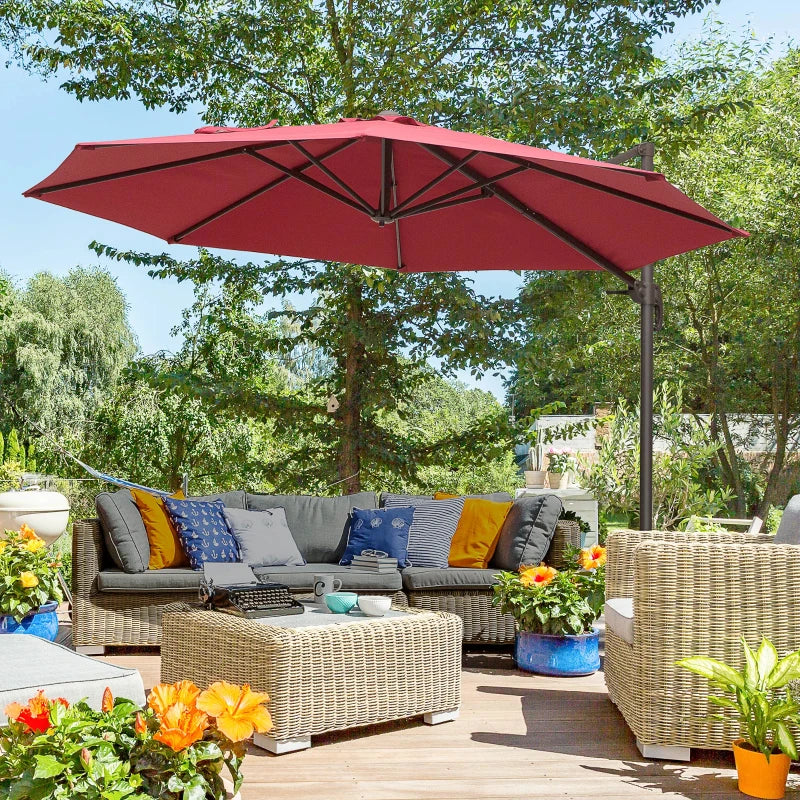 3m Wine Red Cantilever Garden Parasol