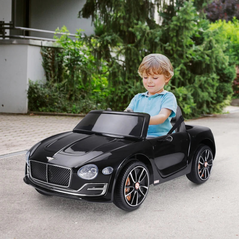 Bentley GT 12V Electric Ride-On Car for Kids with Remote Control, LED Lights & Music - Black, Ages 3-5