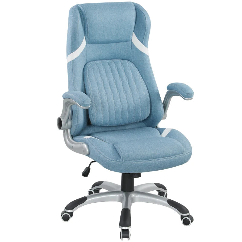 Vinsetto Adjustable Height Linen-Look Office Chair - Stylish Blue Ergonomic Design for Home & Office