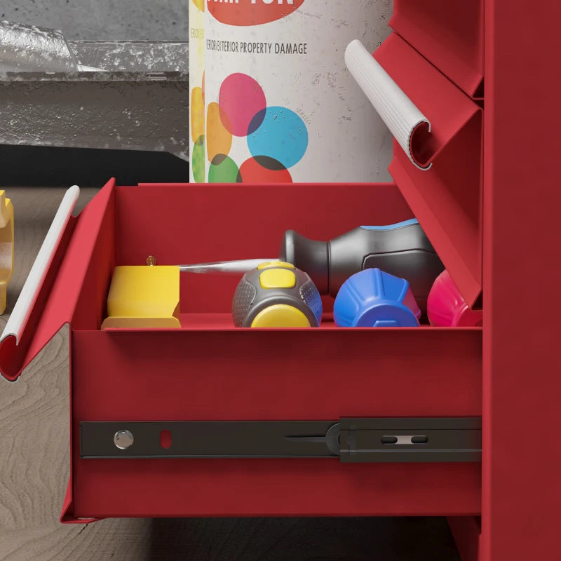 Red Lockable Metal Tool Chest with 4 Drawers