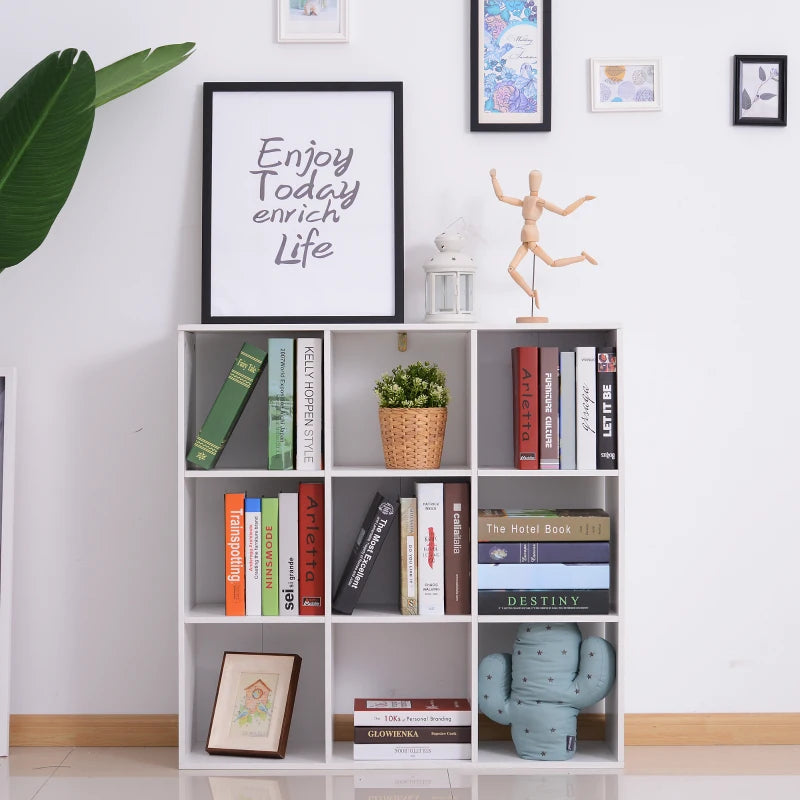 Stylish Nine-Cube Storage Shelf in White - Versatile Organizer for Home, Office, and Kids' Rooms - Perfect for Display and Storage