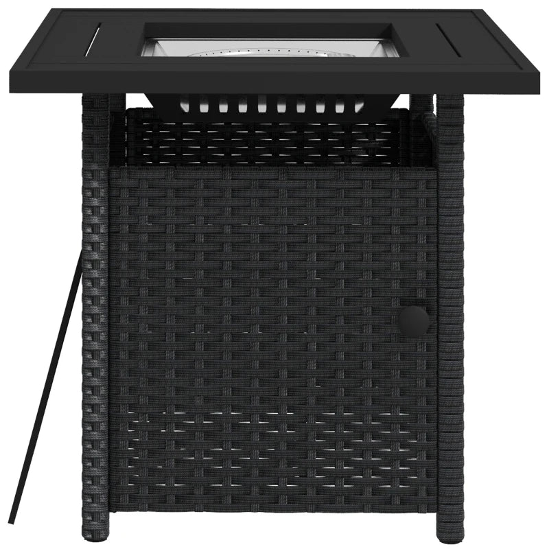 50,000 BTU Black Fire Pit Table with Cover - 72.5 x 72.5cm Outdoor Heating Solution