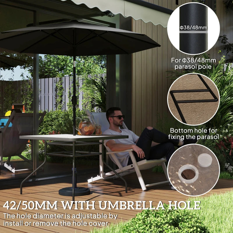Square Garden Dining Table with Tempered Glass Top & Umbrella Hole - 100x100 cm Outdoor Furniture