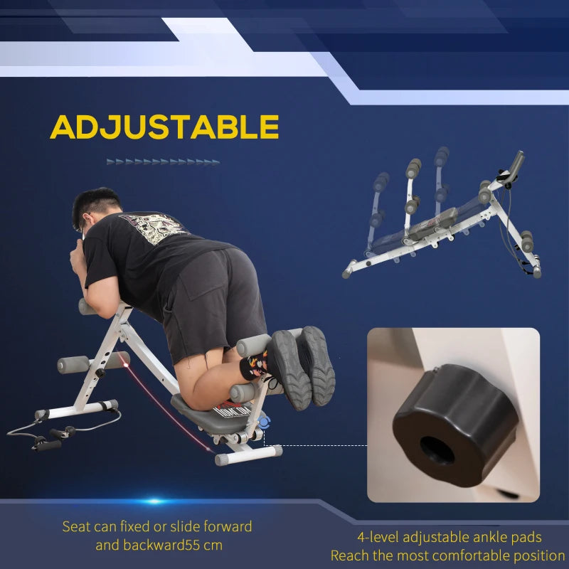 2 in 1 Core Abdominal Trainer Sit Up Bench with LCD Screen Adjustable Fitness Crunch Machine for Home Gym