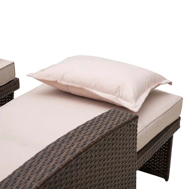 Brown Rattan 2-Seater Sofa Lounger Set