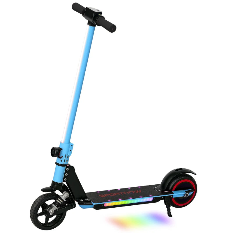 Folding Electric Scooter for Kids with Dual Brakes Front Suspension and LED Lights Blue