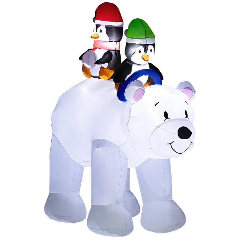 6.4ft Inflatable Polar Bear & Penguin Christmas Decoration - Festive Holiday Yard Inflatable for Outdoor Display