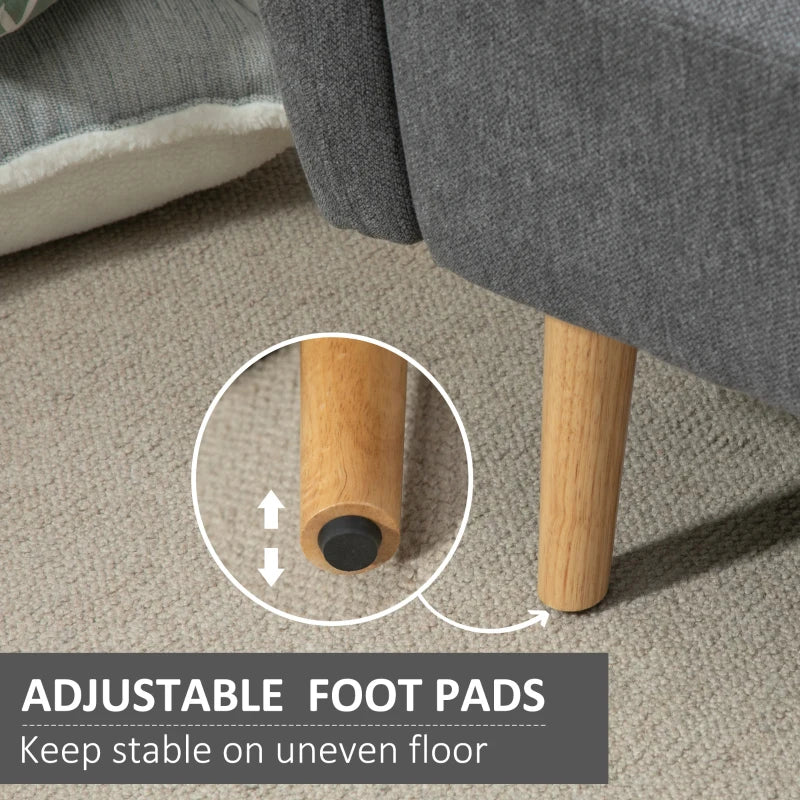 Modern Grey 2 Seater Loveseat Sofa with Pillows and Armrests for Living Room, Bedroom or Home Office