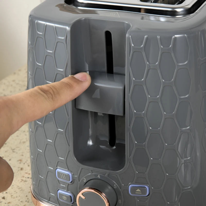 1.7L 3000W Fast Boil Kettle & 2 Slice Toaster Set - Auto Shut Off, Browning Controls, Stylish Grey Finish