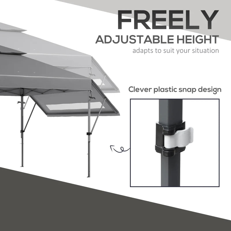 Adjustable 5x3m Pop-Up Gazebo Set - Grey