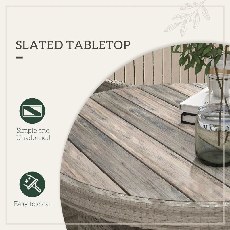 5 Piece Grey Rattan Dining Set Removable Cushions