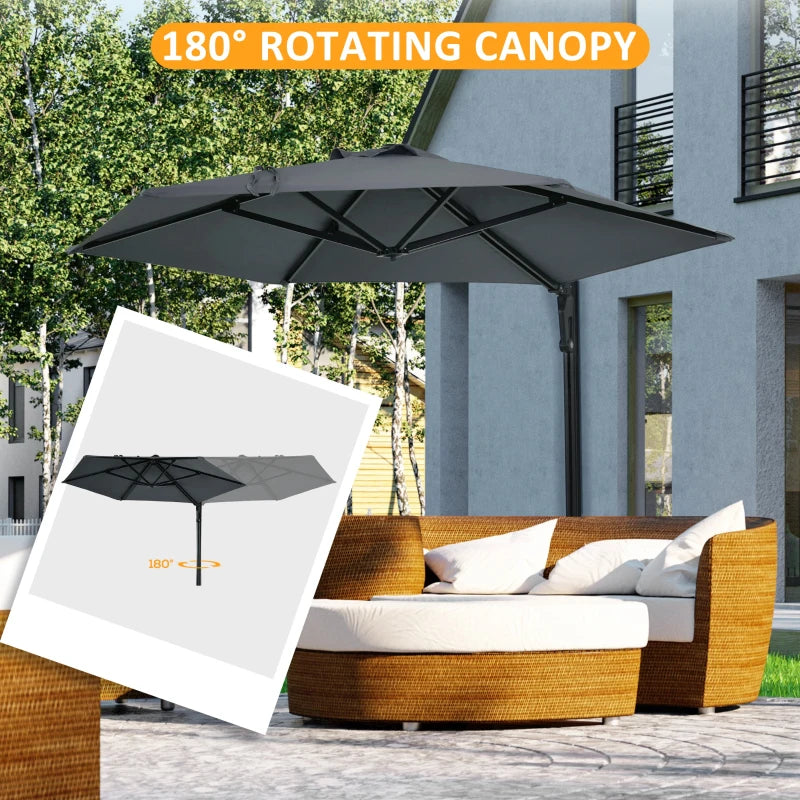 Dark Grey 2.5m Rotatable Wall Mounted Patio Umbrella