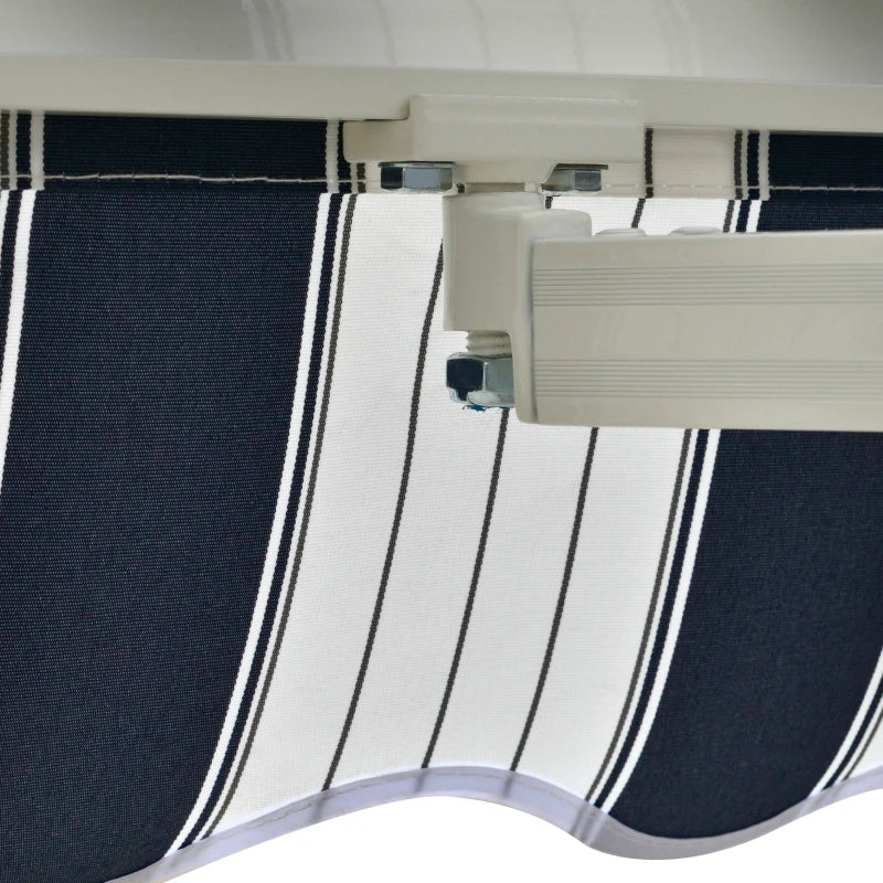 3.5m x 2.5m Manual Retractable Awning - Dark Blue/White Stripes