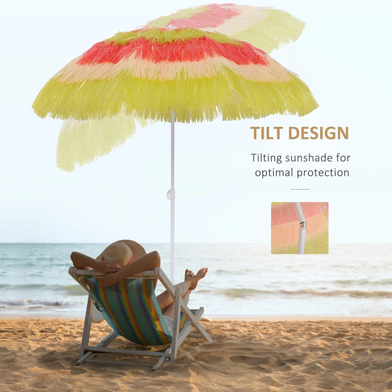 Multicolor 1.6m Beach Sun Umbrella with Tilting Crank