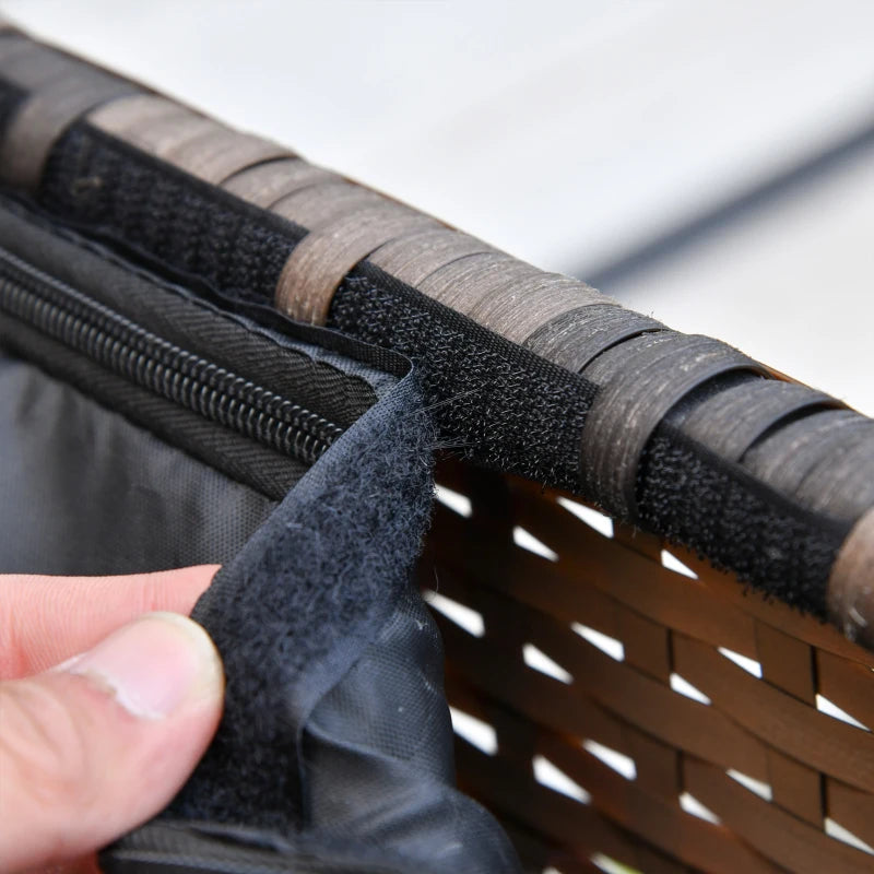 6-Piece Rattan Garden Furniture Set - 7-Seater Wicker Outdoor Sofa Set with Storage Tea Table & Side Table - Cushions Included