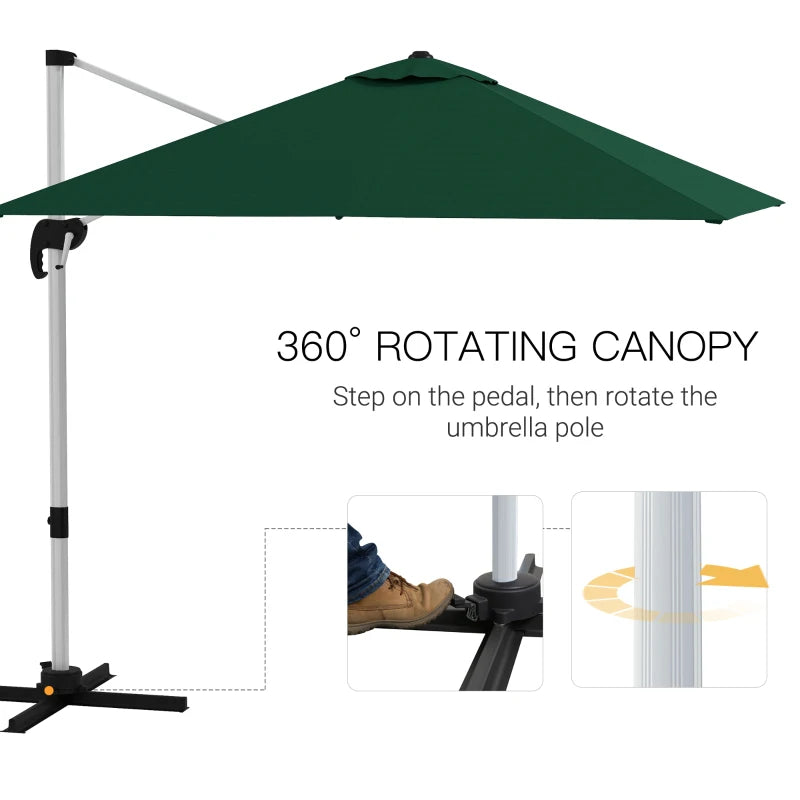 3m x 3m Square Cantilever Parasol with Cross Base - Aluminium Frame