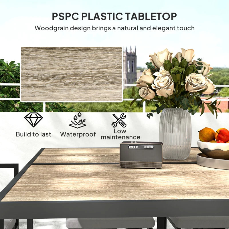 Nine-Piece Grey Steel Frame Garden Dining Set - Outdoor Furniture for Patio and Backyard