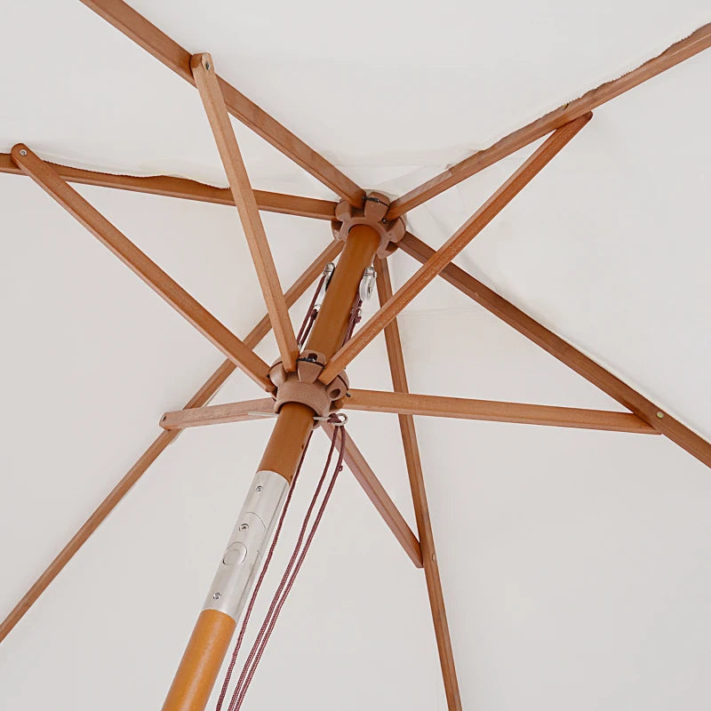 Cream White Tilting Garden Parasol Umbrella - 2m x 1.5m