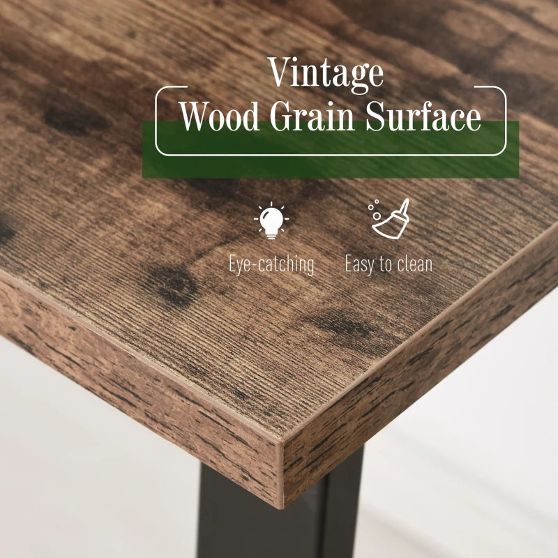 Industrial Computer Table & Writing Desk - Steel Frame, Wood Top, Rustic Brown & Black, 115x58x74.5cm - Home Study Furniture