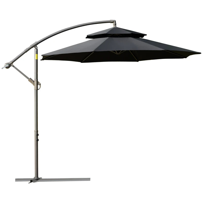 Black Double Tier Cantilever Banana Parasol Umbrella - 2.7m