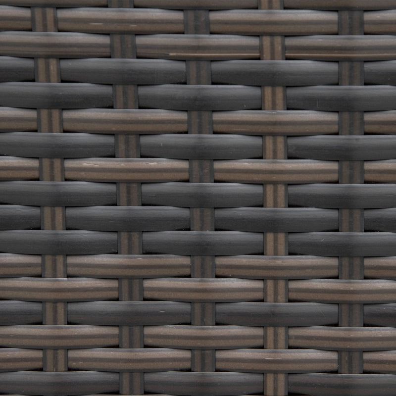 Brown Rattan Patio Side Table with Tempered Glass Top