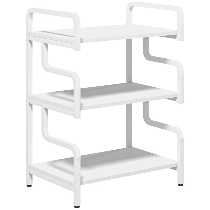 3-Tier Printer Stand with Storage Shelves - White Printer Table for Home Office & Study, 55x40x77cm