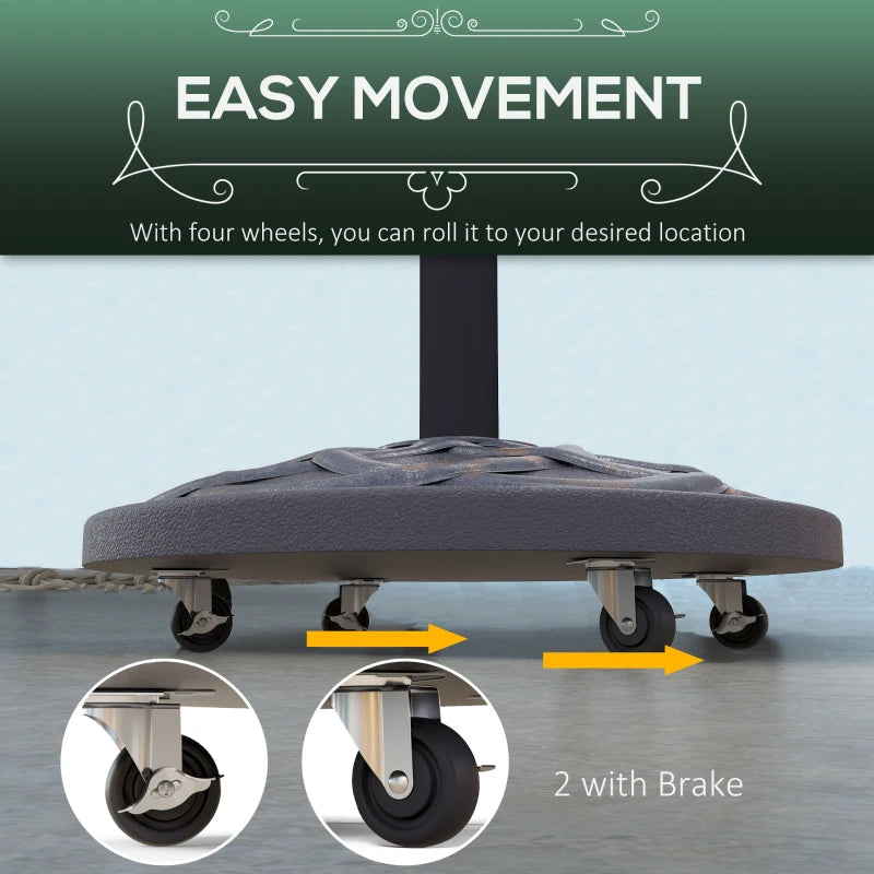 Bronze Rolling Umbrella Base with Wheels - Heavy Duty Concrete Stand