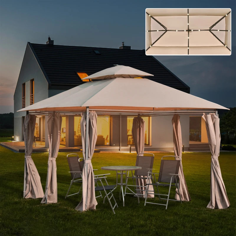 4m x 3m Gazebo Party Tent With LED Solar Lights
