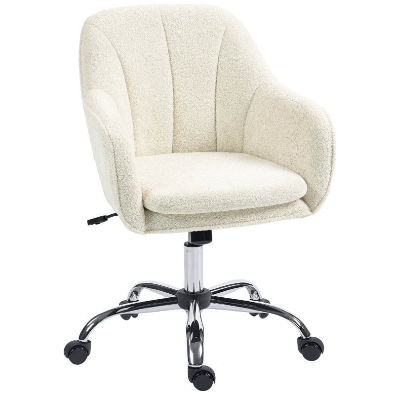 Velvet Feel Ergonomic Office Chair in Beige for Comfortable Workspaces