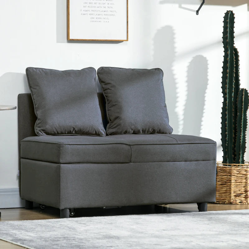 Multi-Functional Grey Sofa Bed with Thick Padding and Magazine Pocket for Living Room Use