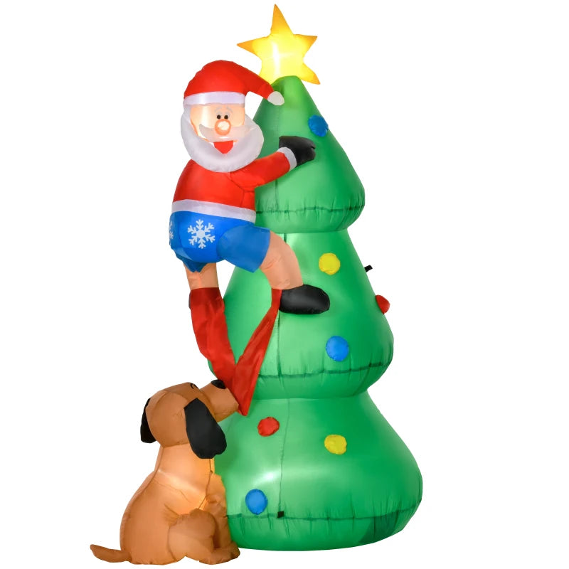 6ft Inflatable Christmas Tree with LED Lights & Santa Dog - Perfect Indoor Outdoor Holiday Decoration for Garden & Lawn Parties