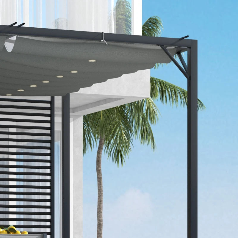 3 x 2.8m Grey Metal Pergola With Fabric Retractable Roof