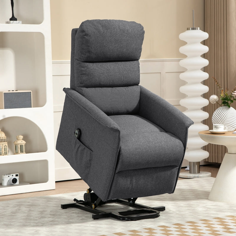 Electric Riser Recliner Armchair with Footrest in Dark Grey for Ultimate Comfort and Support