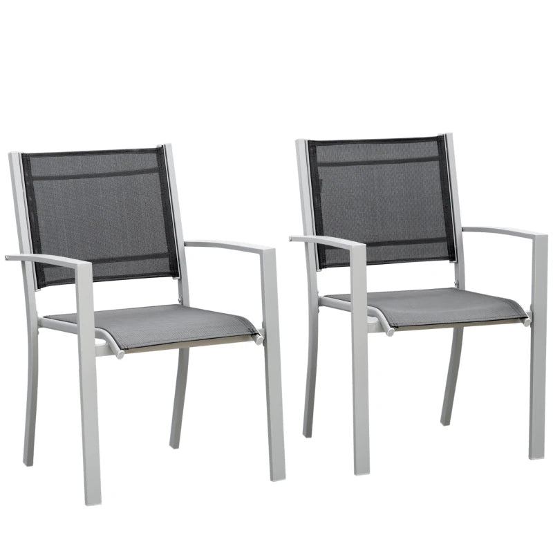 Steel Frame Outdoor Dining Chairs Set of 2 - Grey/Black