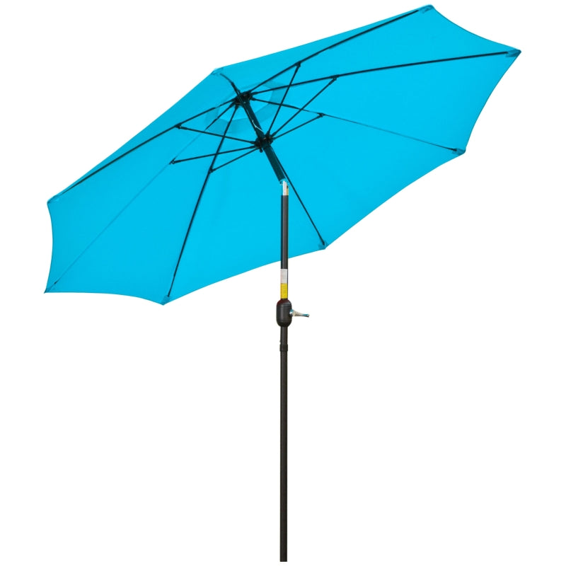 Blue 2.6M Patio Umbrella with Tilt Shade and Crank