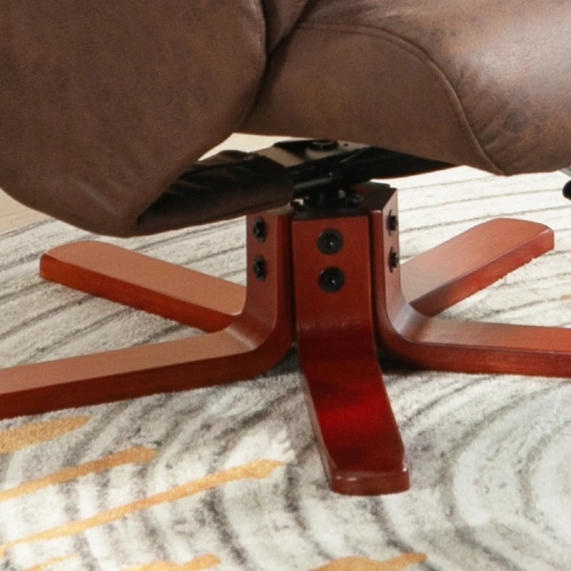 Dark Brown Faux Microfibre Leather Manual Recliner with Footstool Set for Ultimate Comfort