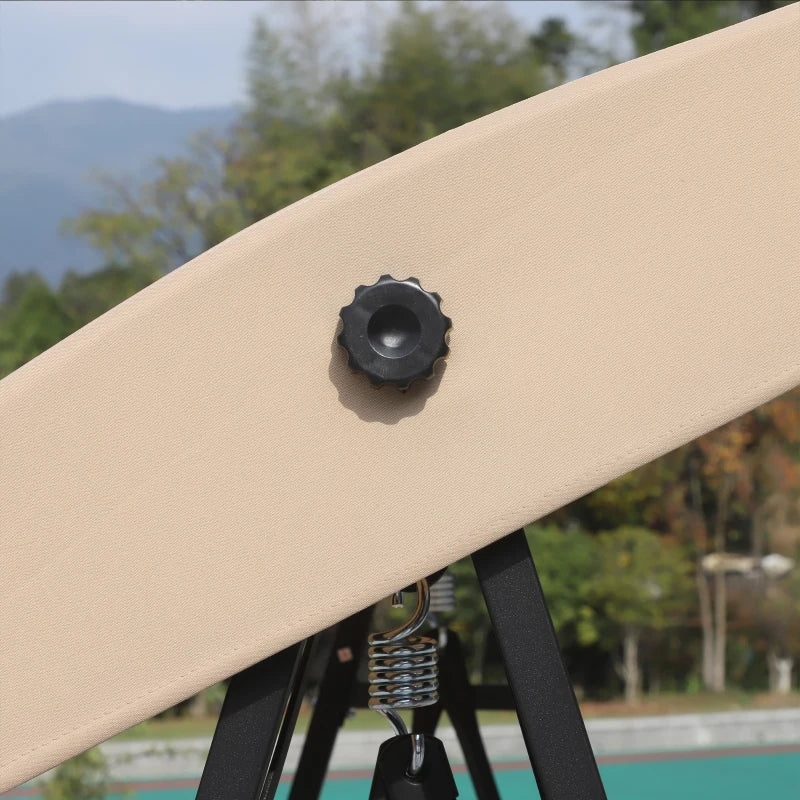 Beige 2 Seater Outdoor Swing Chair with Adjustable Canopy