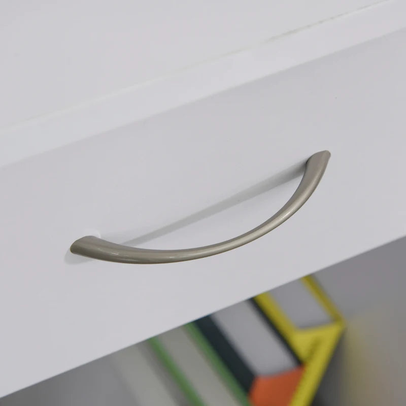 L-Shaped Corner Computer Desk with 2 Shelves, Keyboard Tray, Drawer & CPU Stand - White Home Office Furniture