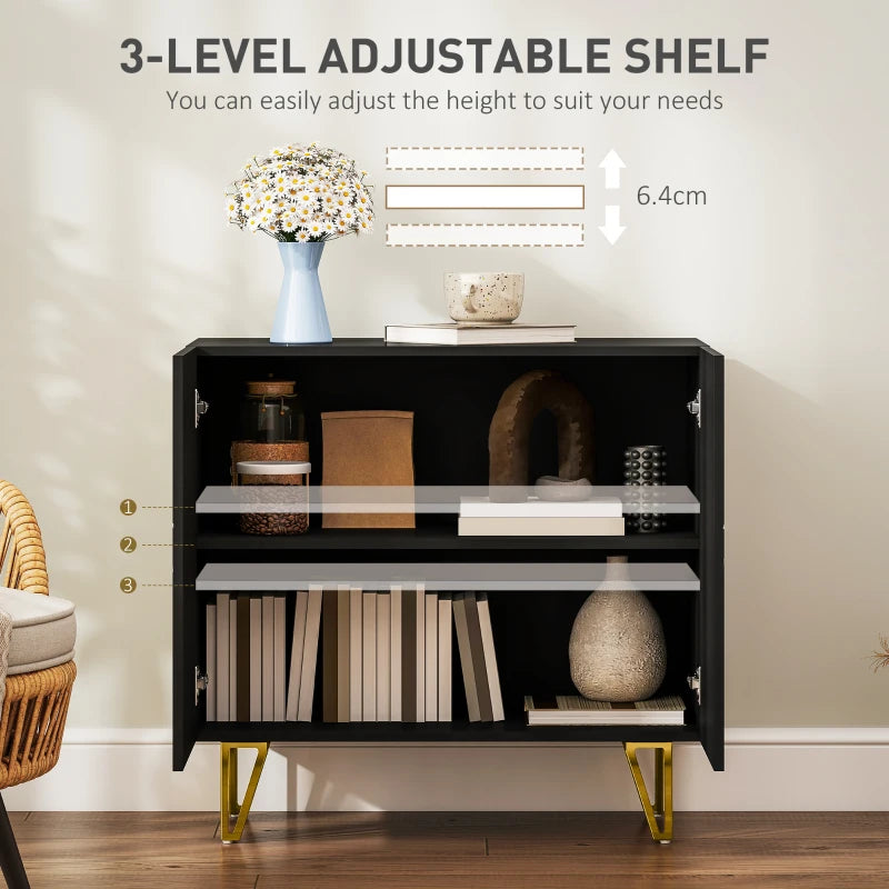 Modern Luxe High Gloss Black Sideboard with Hairpin Legs - Stylish Storage Solution for Contemporary Living Rooms