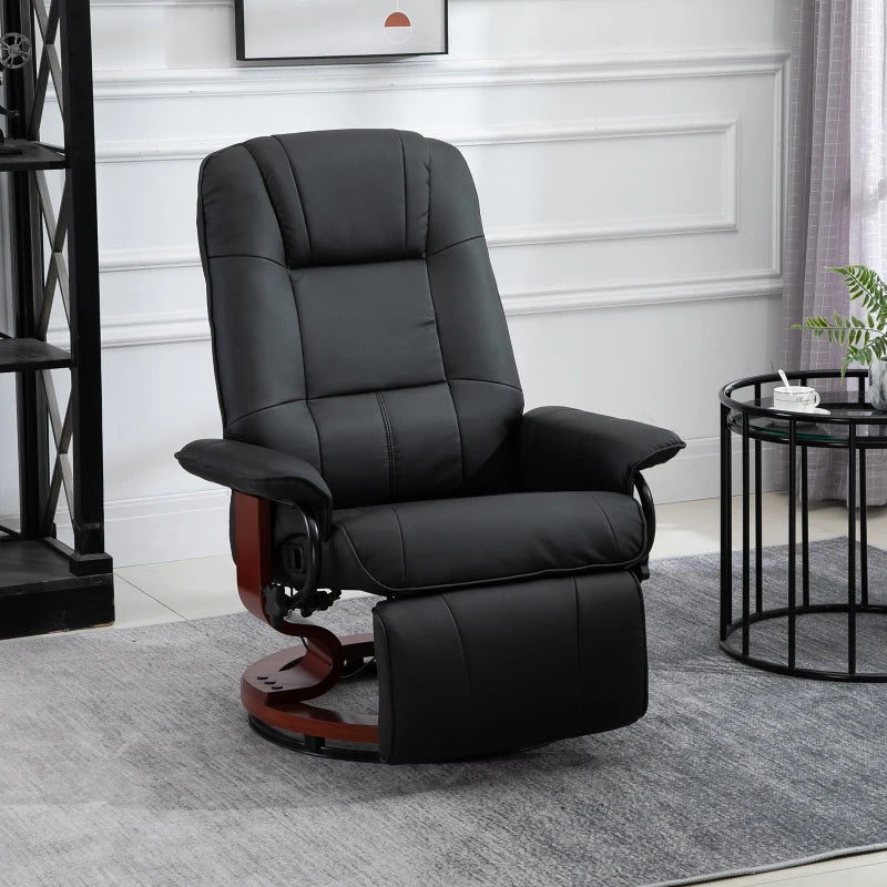 360° Reclining Swivel Chair with Footrest in Black for Ultimate Comfort