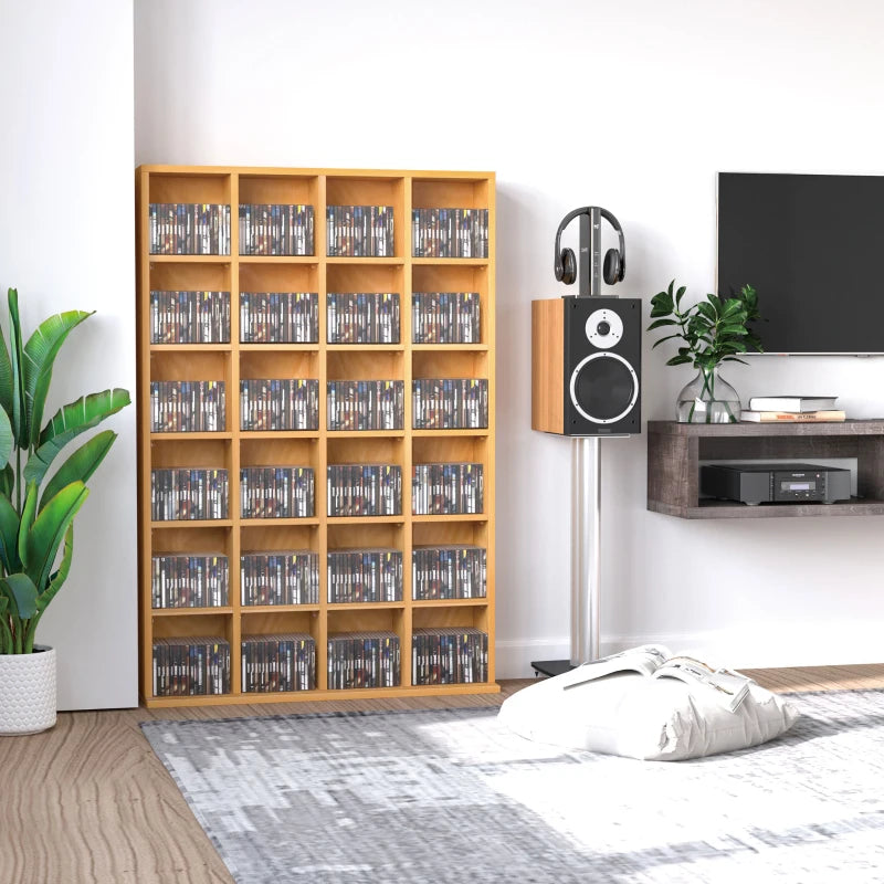 Adjustable CD Storage Unit - Beech Wood Finish, 89 x 130.5 cm, Perfect for Organizing Your Music Collection