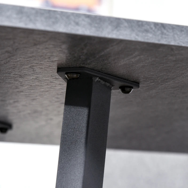 Contemporary Dark Grey Rectangle Dining Table with Metal Legs - Spacious Kitchen Table for Dining Room & Living Room