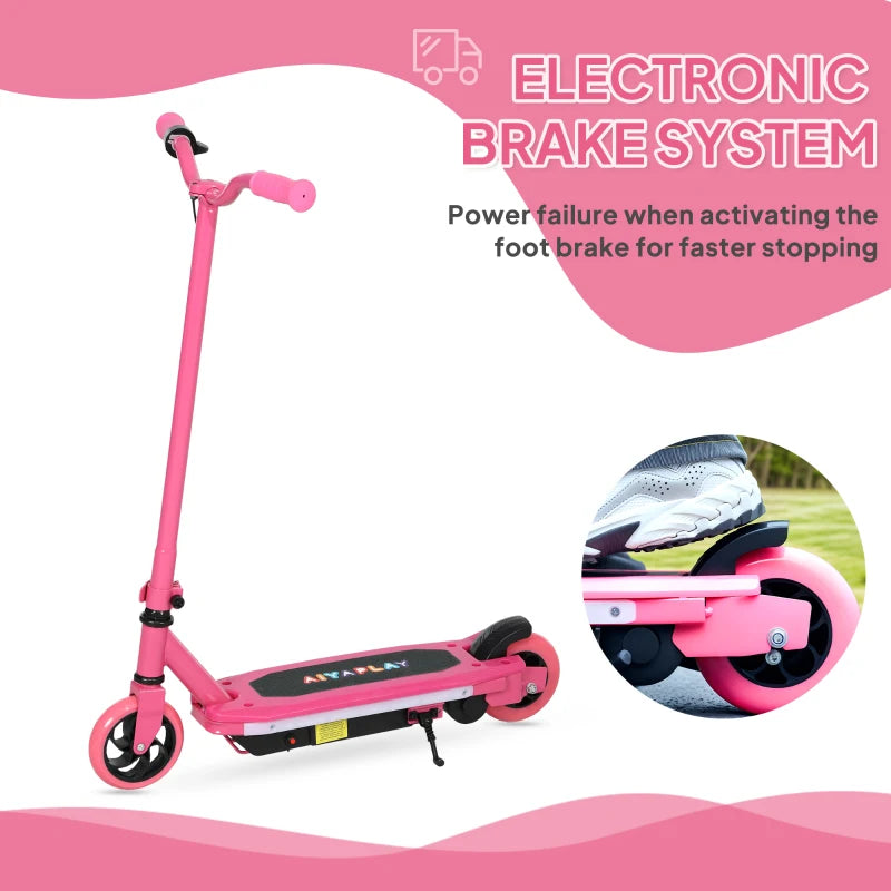 Electric Scooter for Kids Ages 6-14 with Colorful Lights and Pink Design