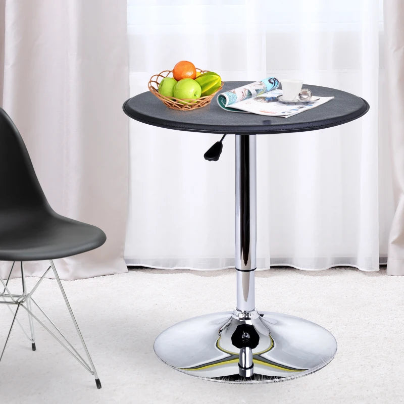 Adjustable Height Round Bar Table - 360° Swivel Counter Pub Table for Kitchen & Cafe - Black Finish